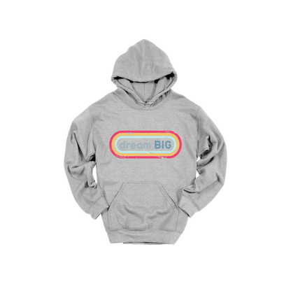 Dream Big design on Sport Gray adult Hoodie, front view.