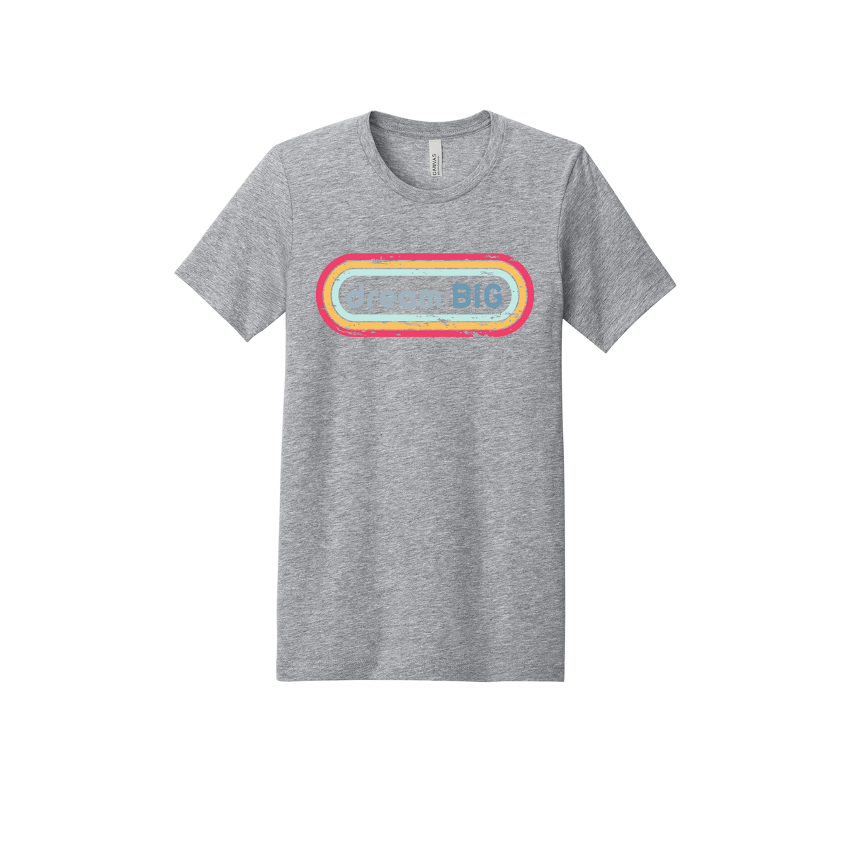 Dream Big design on Heather Athletic Gray adult T-Shirt, front view.