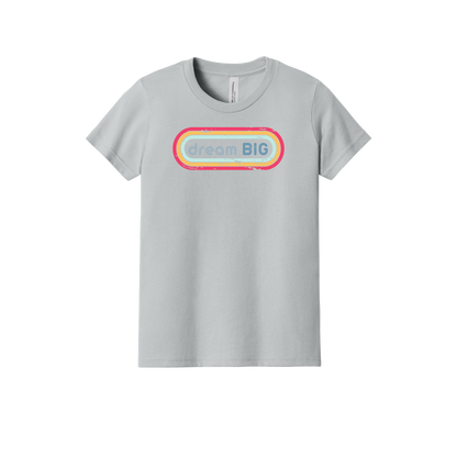 Dream Big design on Heather Athletic Gray youth T-Shirt, front view.