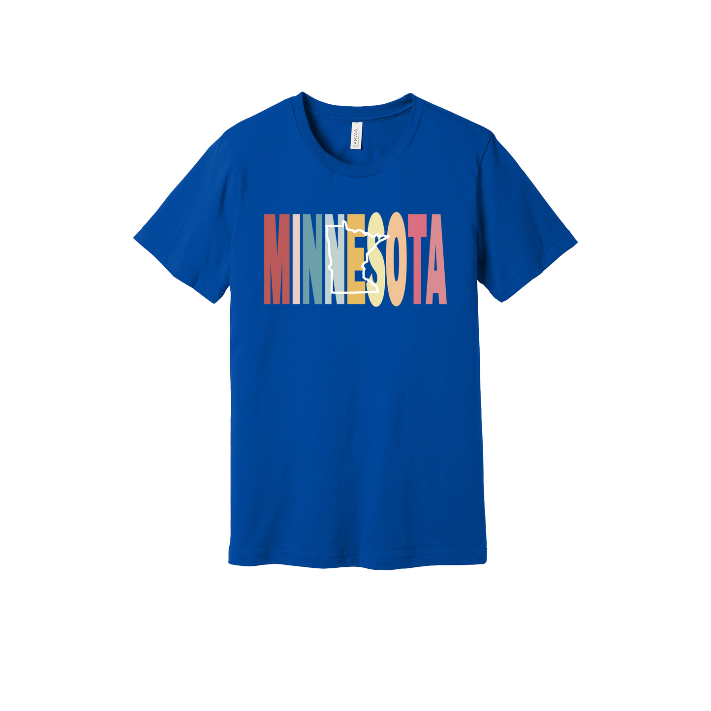 Minnesota Heart design on Royal Blue adult T-Shirt, front view.