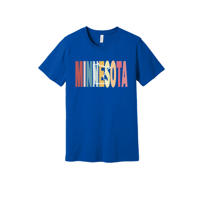 Minnesota Heart design on Royal Blue adult T-Shirt, front view.
