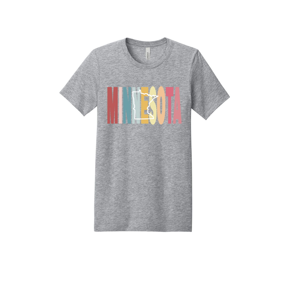 Minnesota Heart design on Heather Athletic Gray adult T-Shirt, front view.