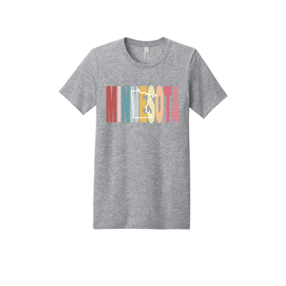 Minnesota Heart design on Heather Athletic Gray adult T-Shirt, front view.