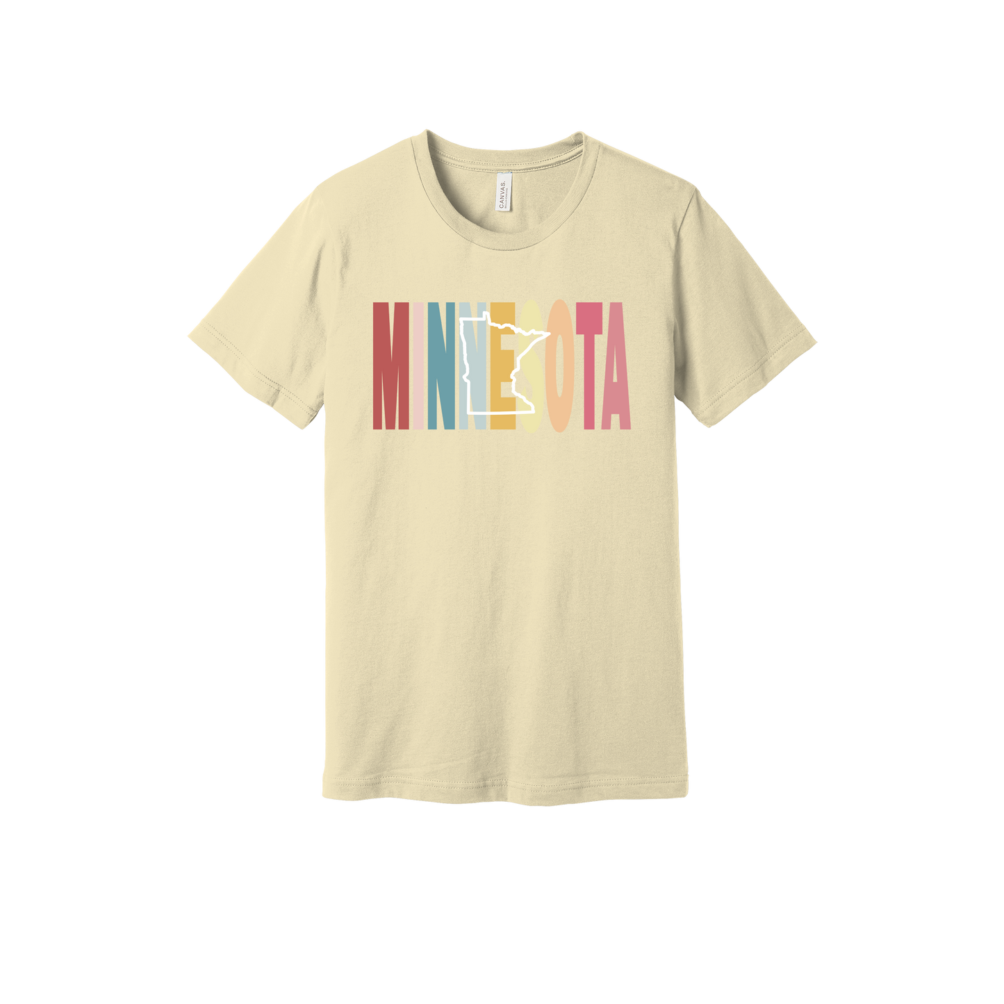 Minnesota Heart design on Natural adult T-Shirt, front view.