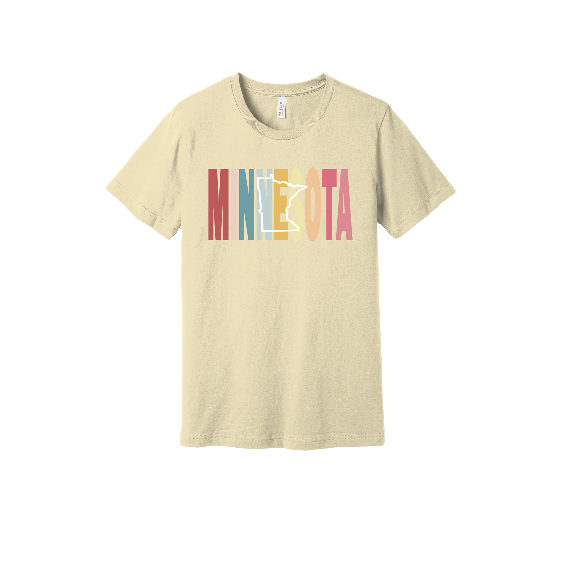 Minnesota Heart design on Natural adult T-Shirt, front view.