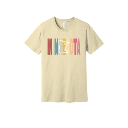 Minnesota Heart design on Natural adult T-Shirt, front view.