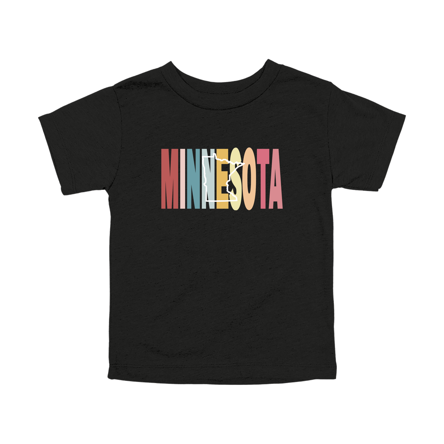 Minnesota Heart design on Black toddler T-Shirt, front view.