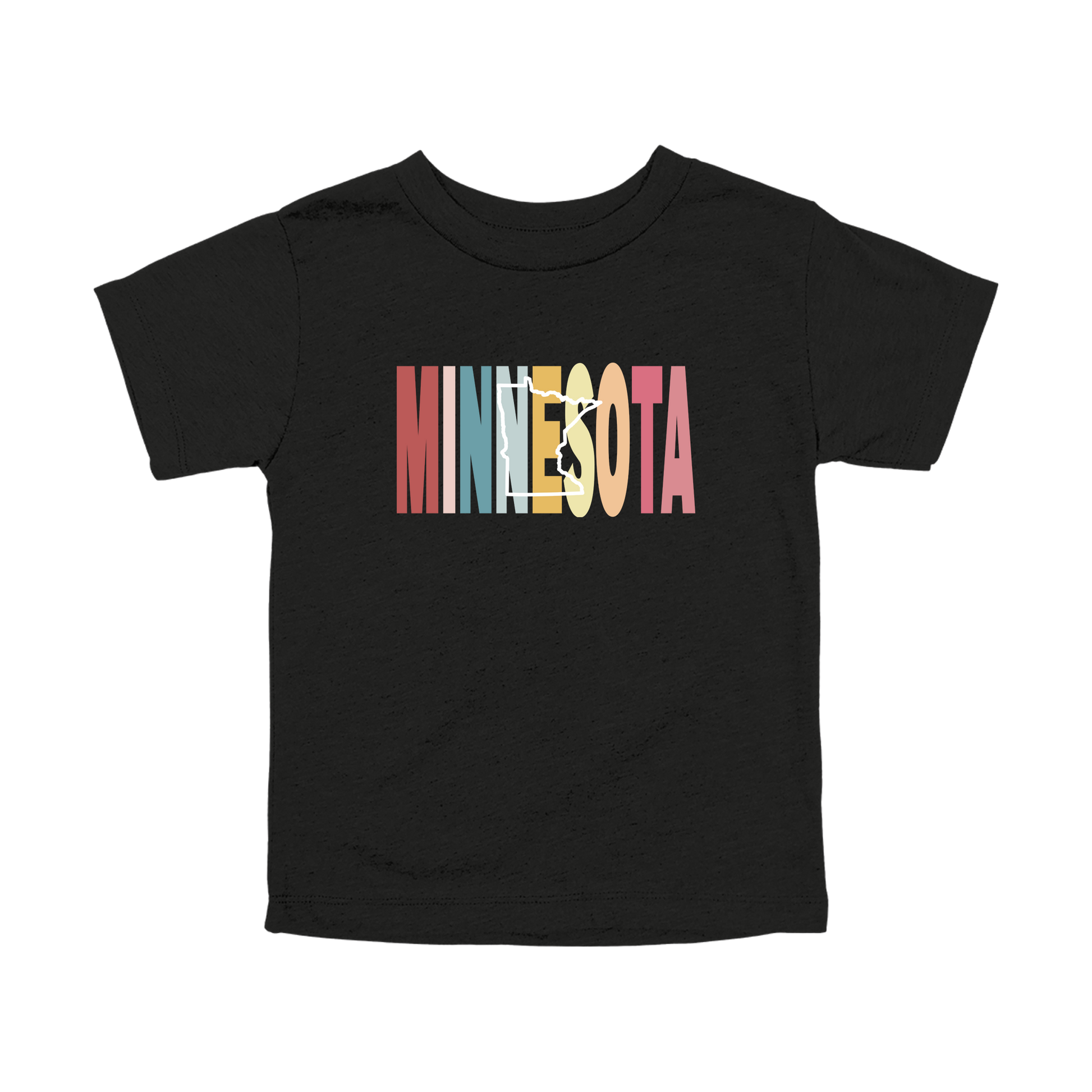 Minnesota Heart design on Black toddler T-Shirt, front view.