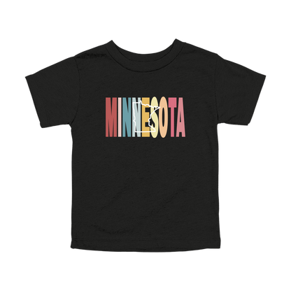Minnesota Heart design on Black toddler T-Shirt, front view.