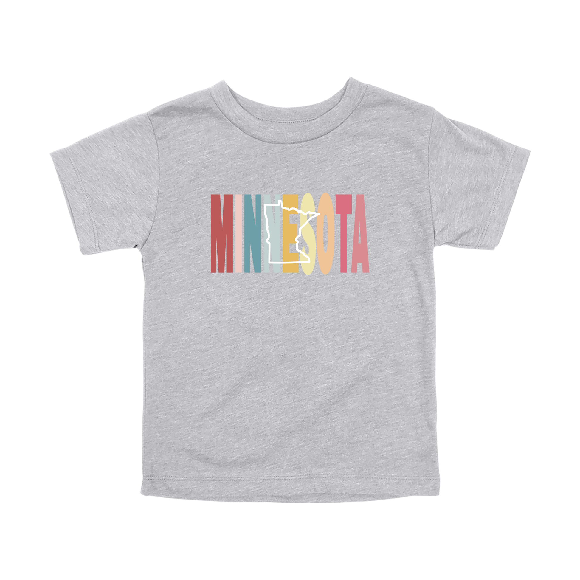 Minnesota Heart design on Heather Athletic Gray toddler T-Shirt, front view.