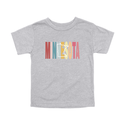 Minnesota Heart design on Heather Athletic Gray toddler T-Shirt, front view.