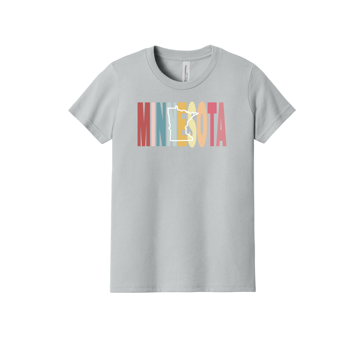 Minnesota Heart design on Heather Athletic Gray youth T-Shirt, front view.