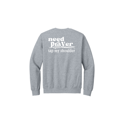 Let's Pray design on Sport Gray Adult Crewneck, back view.