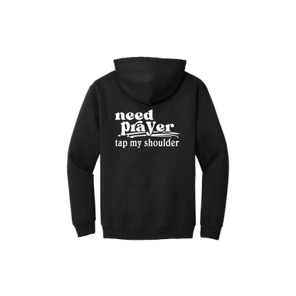 Let's Pray design on Black Adult Hoodie, back view.