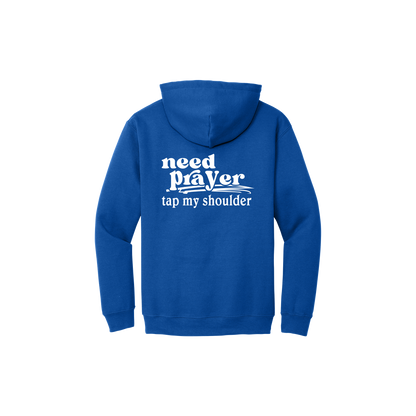 Let's Pray design on Royal Blue Adult Hoodie, back view.
