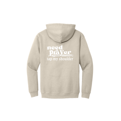 Let's Pray design on Sand Adult Hoodie, back view.