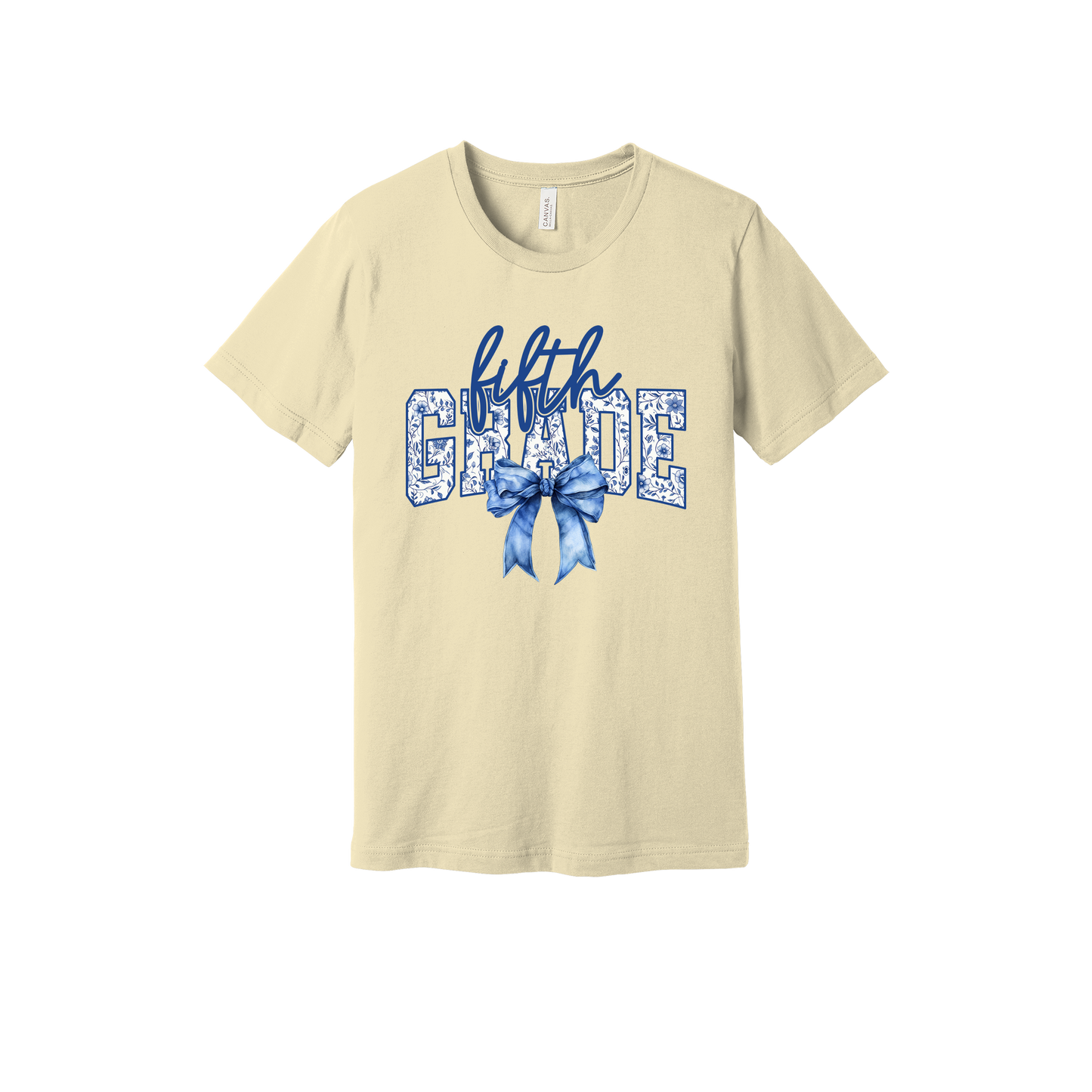 Fifth Grade Apparel design on generic tee presentation in tan, front view.