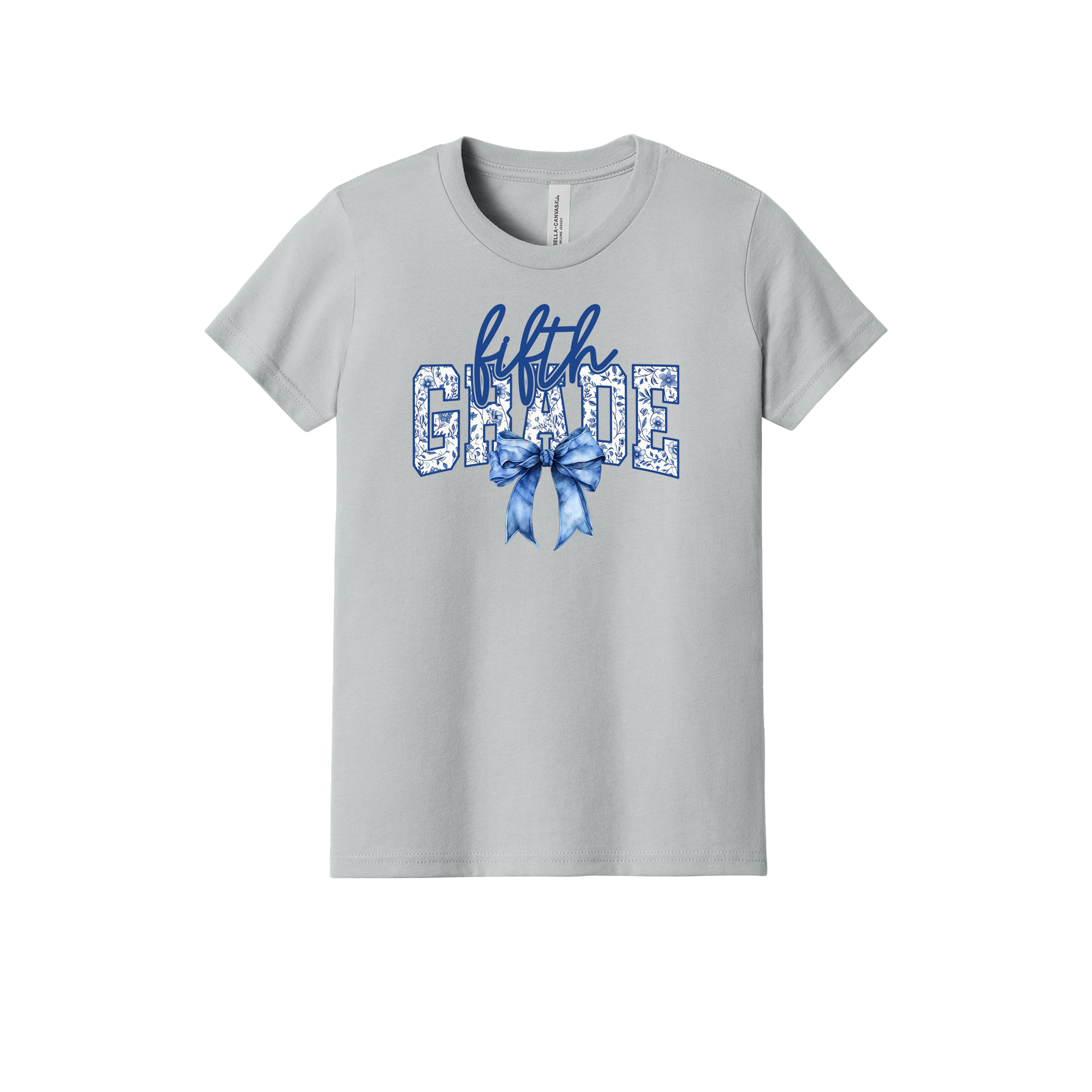 Fifth Grade Apparel design on youth tee in gray, front view.