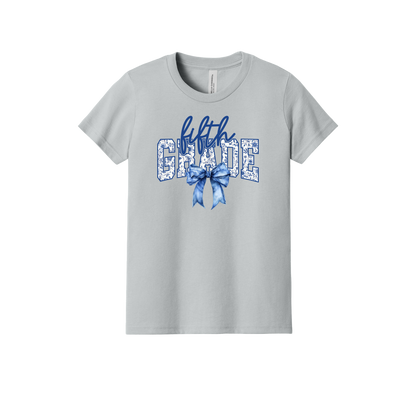 Fifth Grade Apparel design on youth tee in gray, front view.