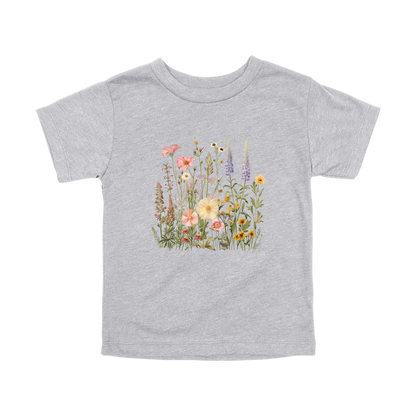 Wildflower Apparel design on toddler tee in gray, front view.