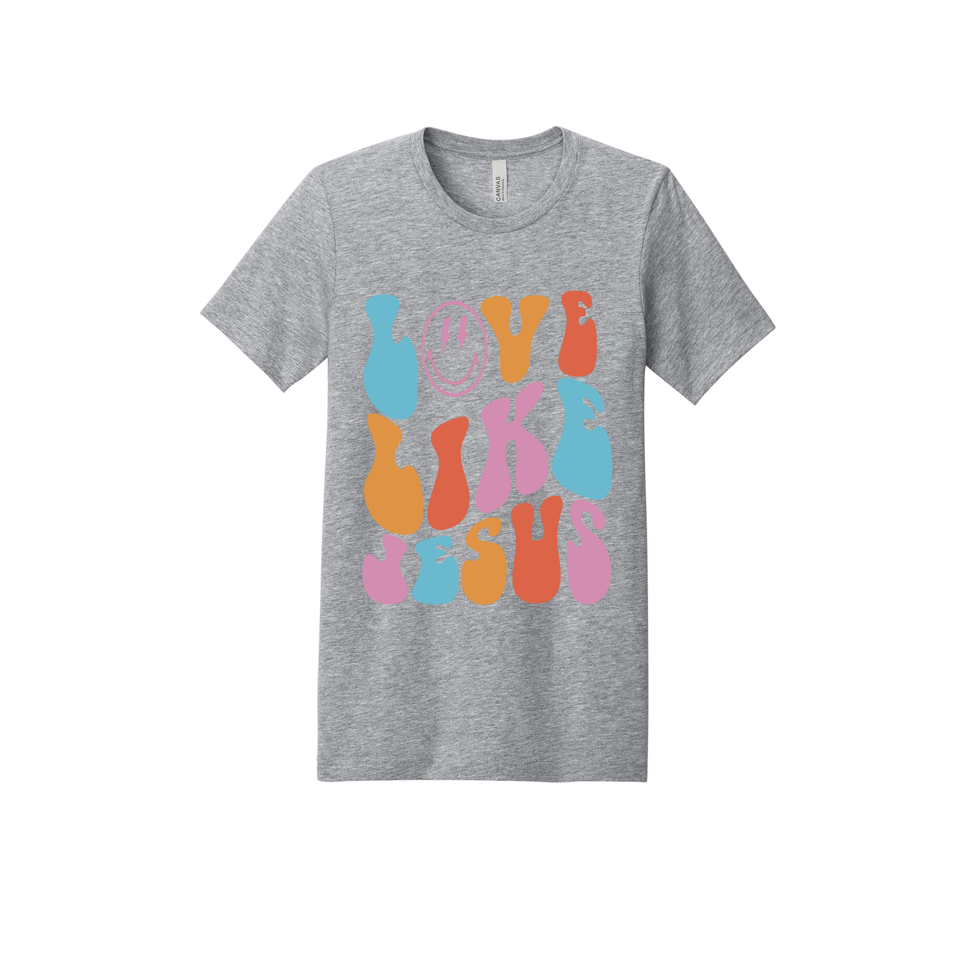 Love Like Jesus Apparel design on adult tee in gray, front view.