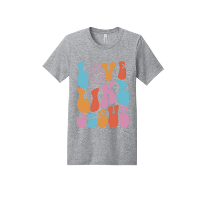 Love Like Jesus Apparel design on adult tee in gray, front view.