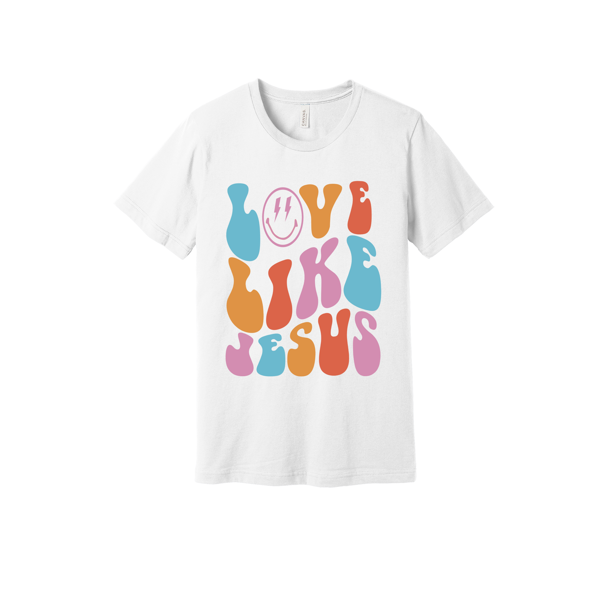 Love Like Jesus Apparel design on adult tee in white, front view.
