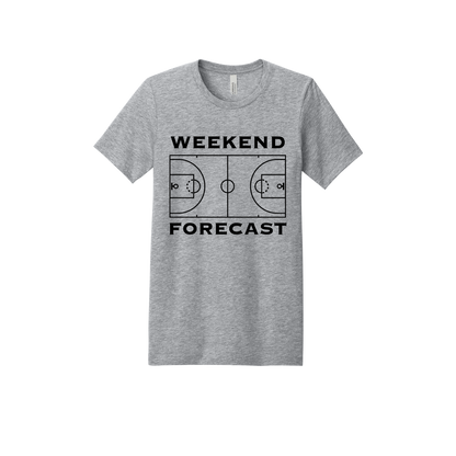 Weekend Forecast Apparel design on adult tee in gray, front view.