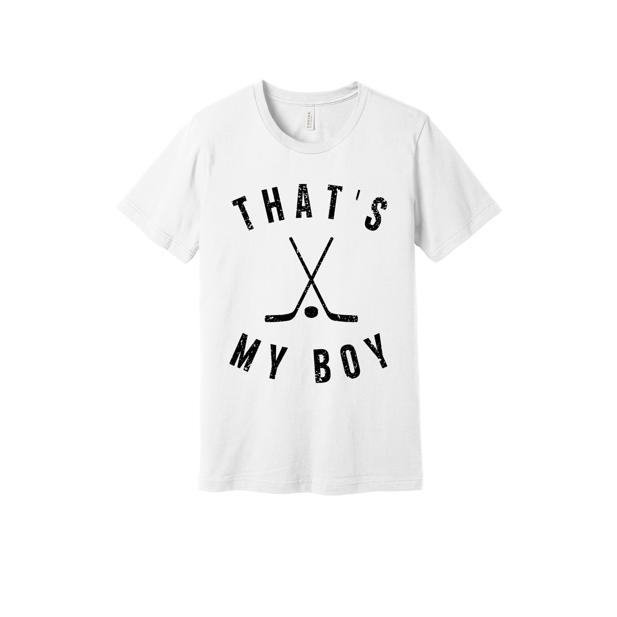 That's My Boy Apparel design on adult tee in white, front view.