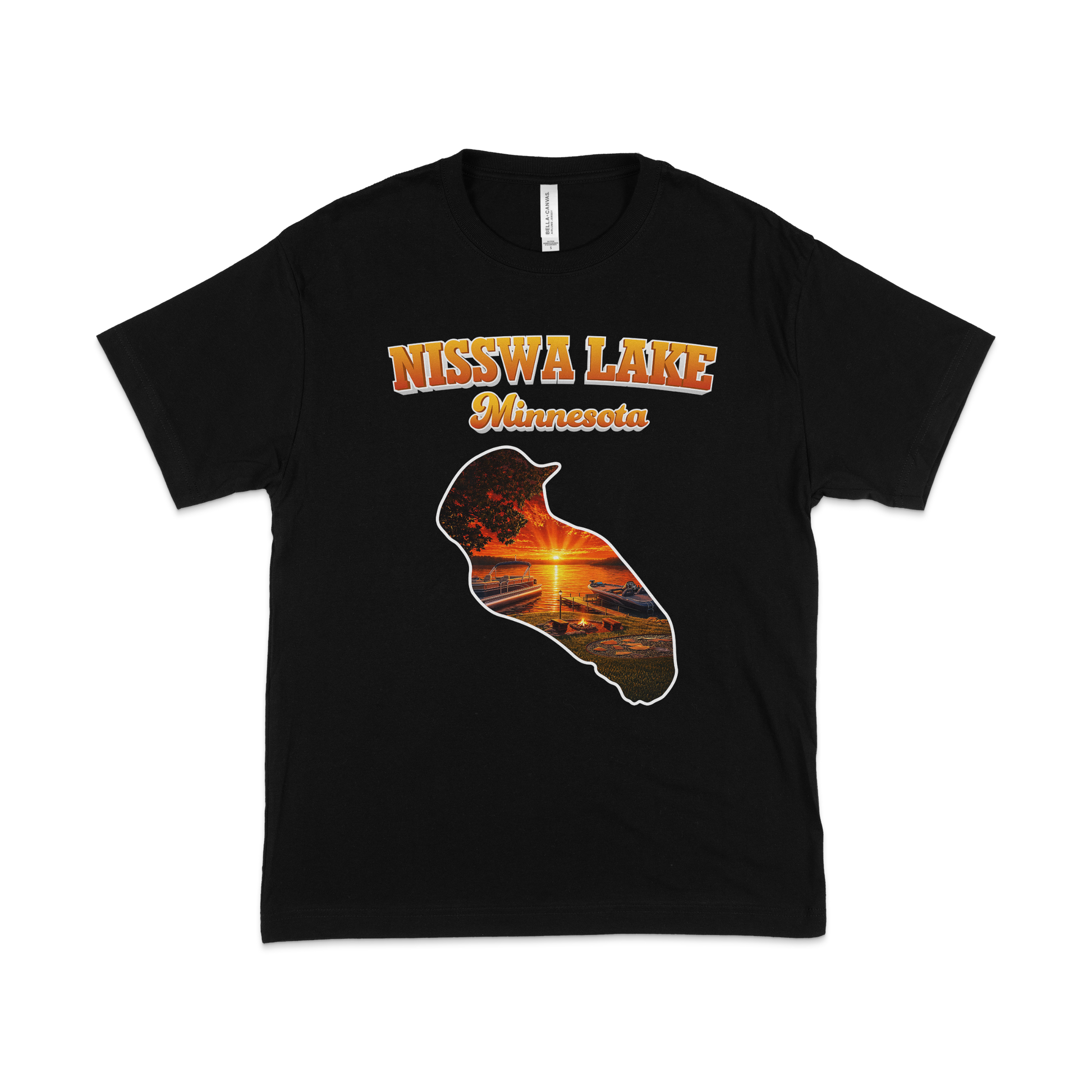 Nisswa Lake design on Black T-shirt
