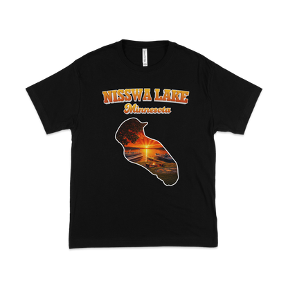 Nisswa Lake design on Black T-shirt