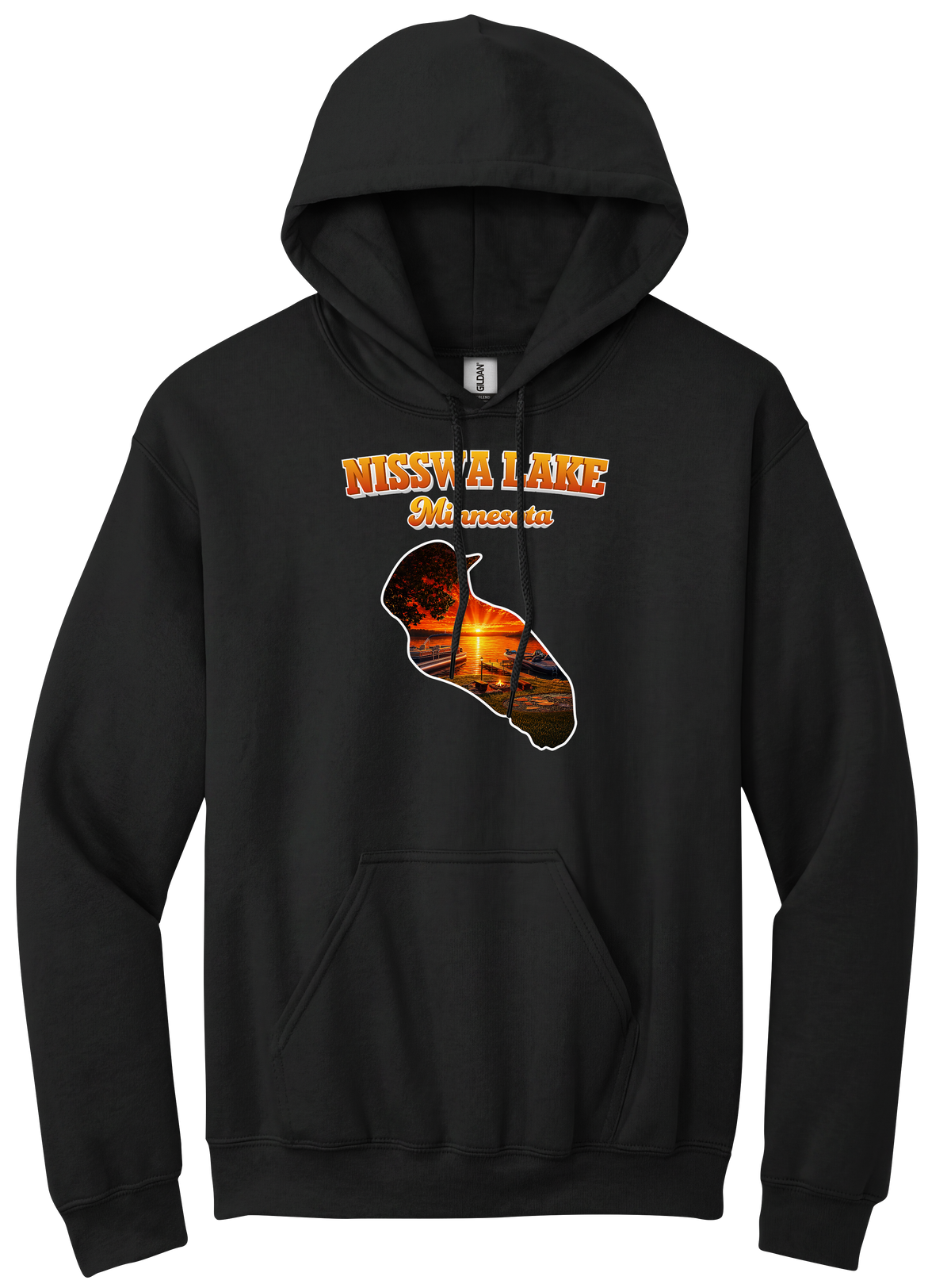 Nisswa Lake design on Black hoodie