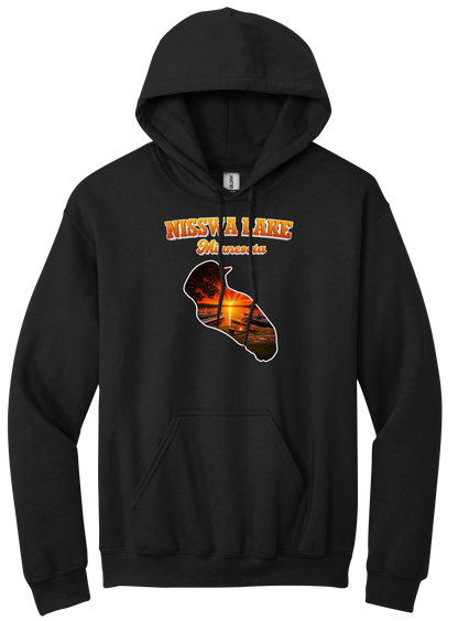 Nisswa Lake design on Black hoodie