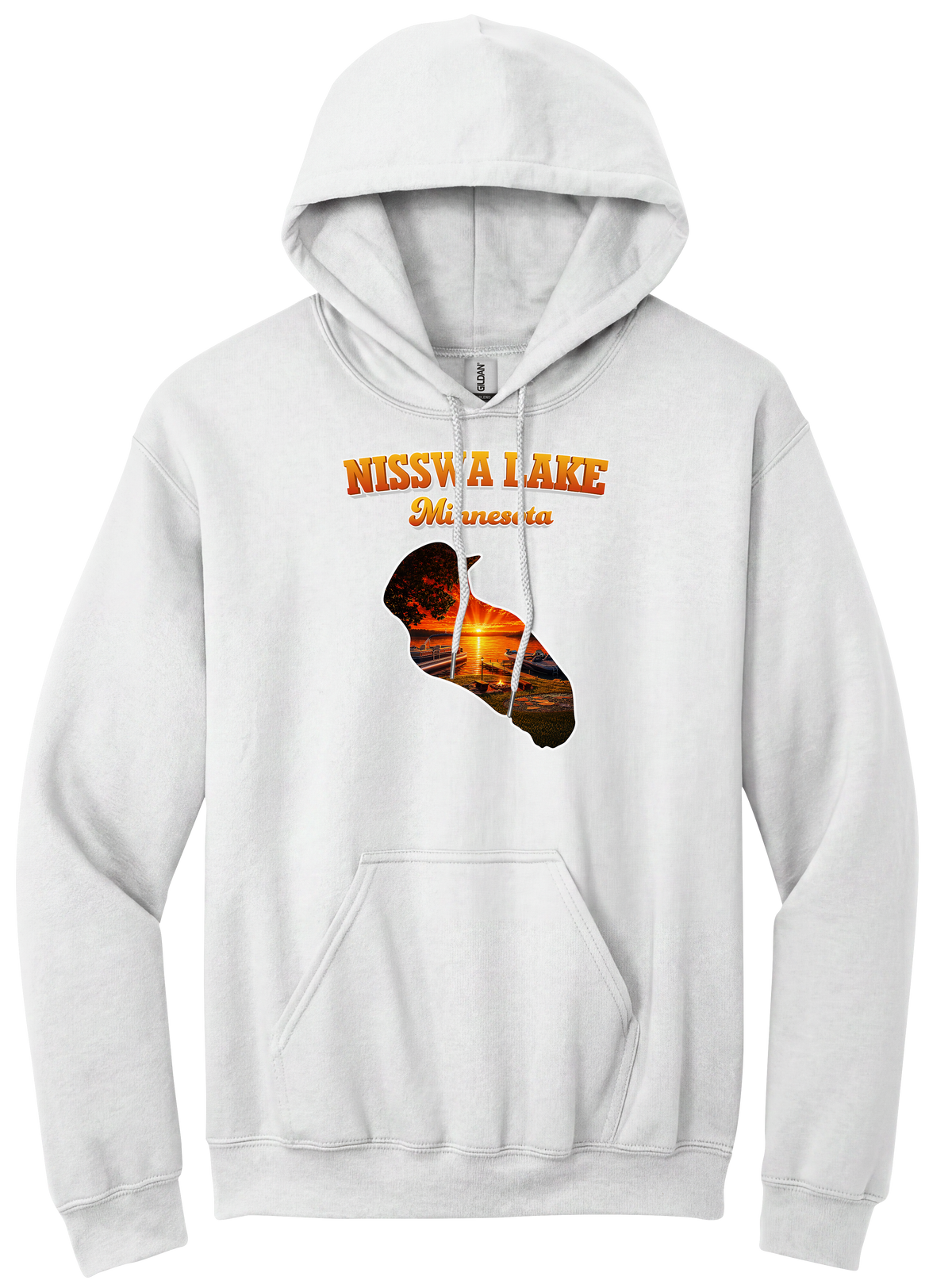 Nisswa Lake design on White hoodie