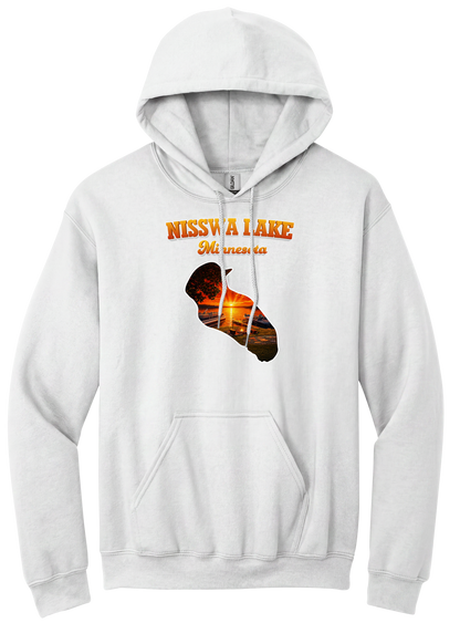 Nisswa Lake design on White hoodie