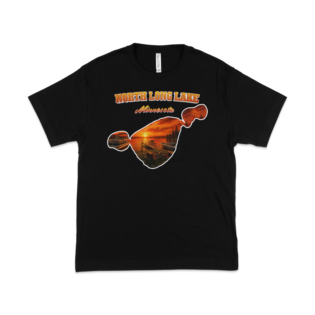 North Long Lake design on Black T-shirt