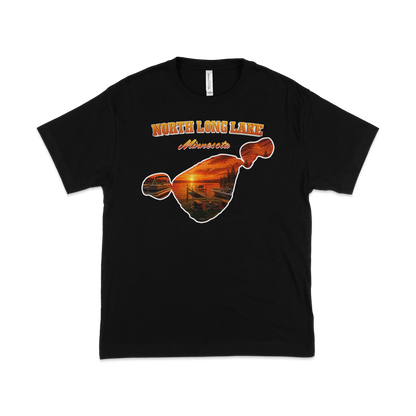 North Long Lake design on Black T-shirt