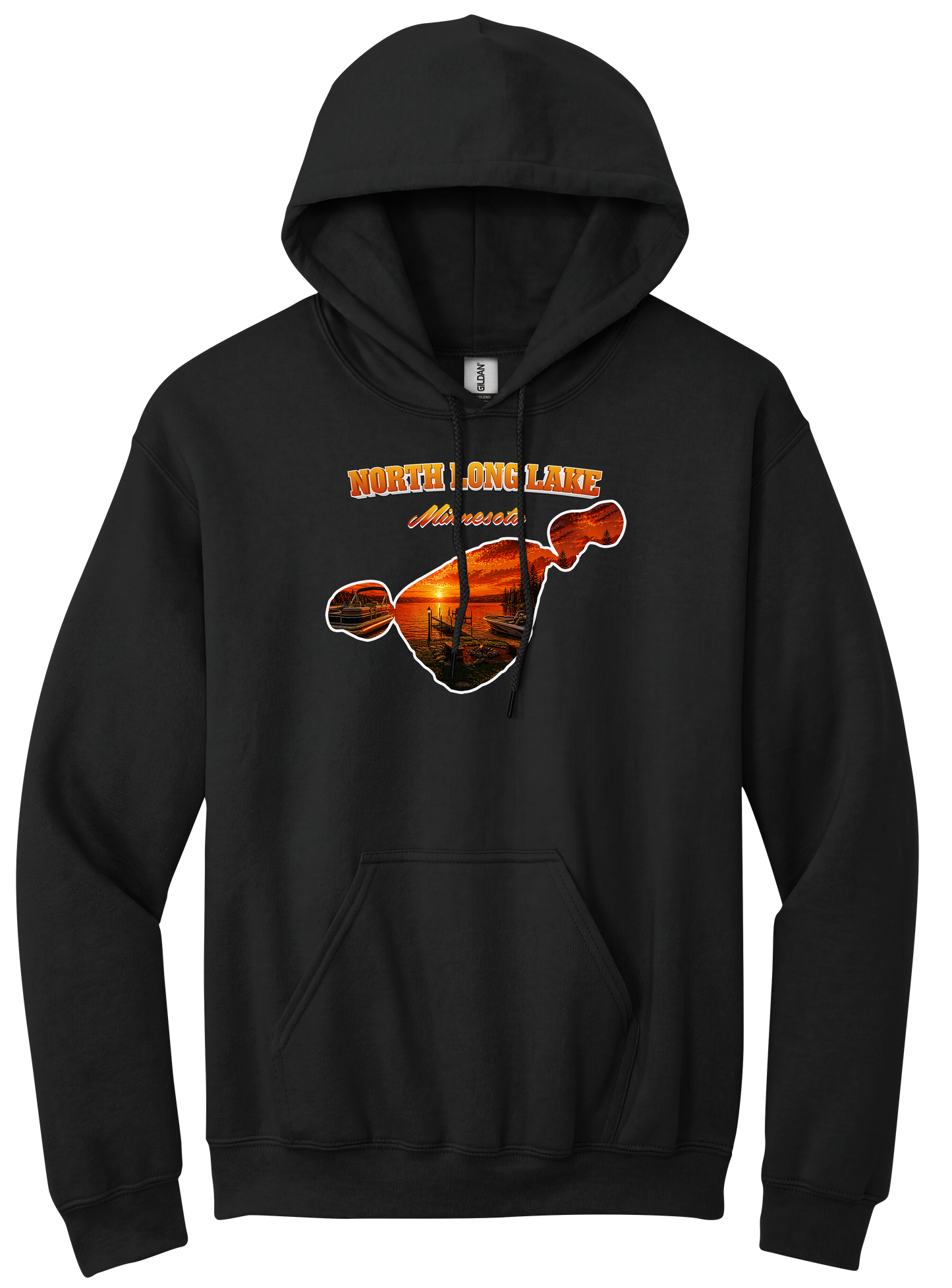 North Long Lake design on Black hoodie