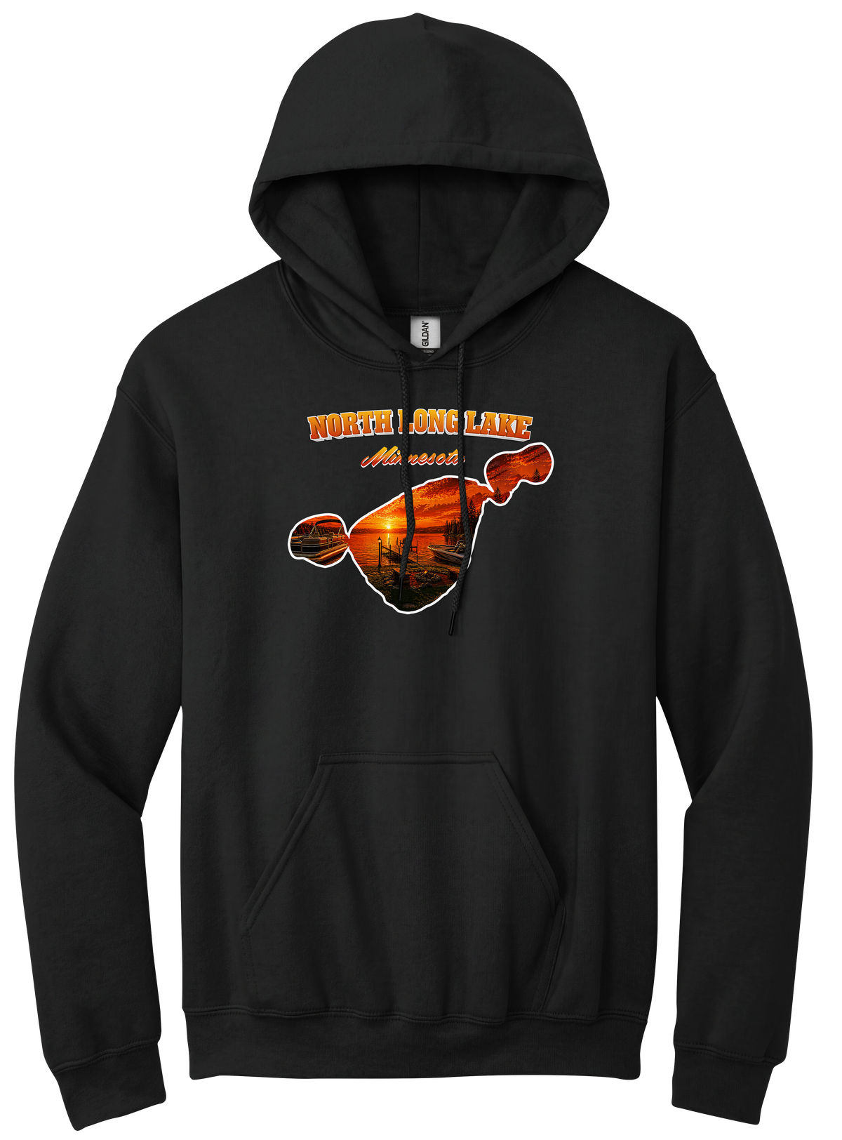 North Long Lake design on Black hoodie