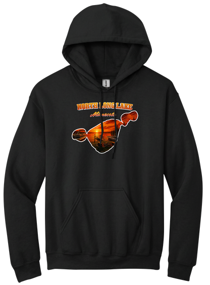 North Long Lake design on Black hoodie