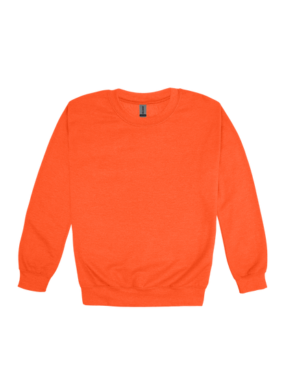 Custom adult Gildan crewneck sweatshirt in Orange