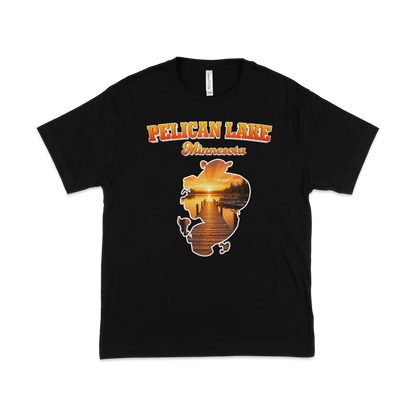 Pelican Lake design on Black T-shirt