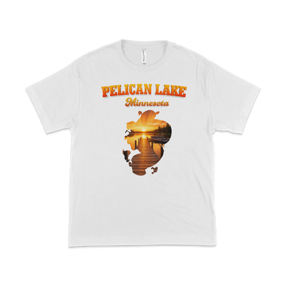 Pelican Lake design on White T-shirt