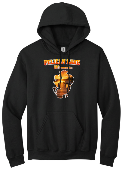 Pelican Lake design on Black hoodie