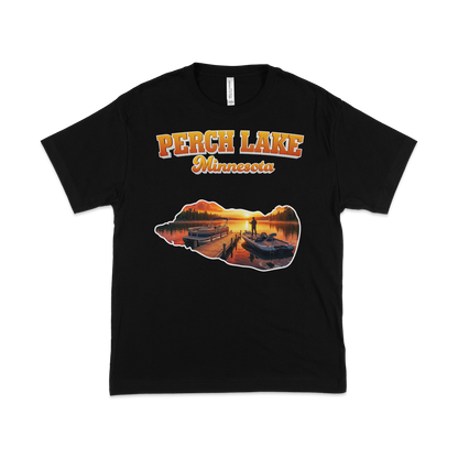 Perch Lake design on Black T-shirt