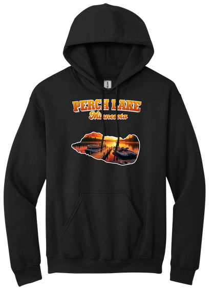 Perch Lake design on Black hoodie
