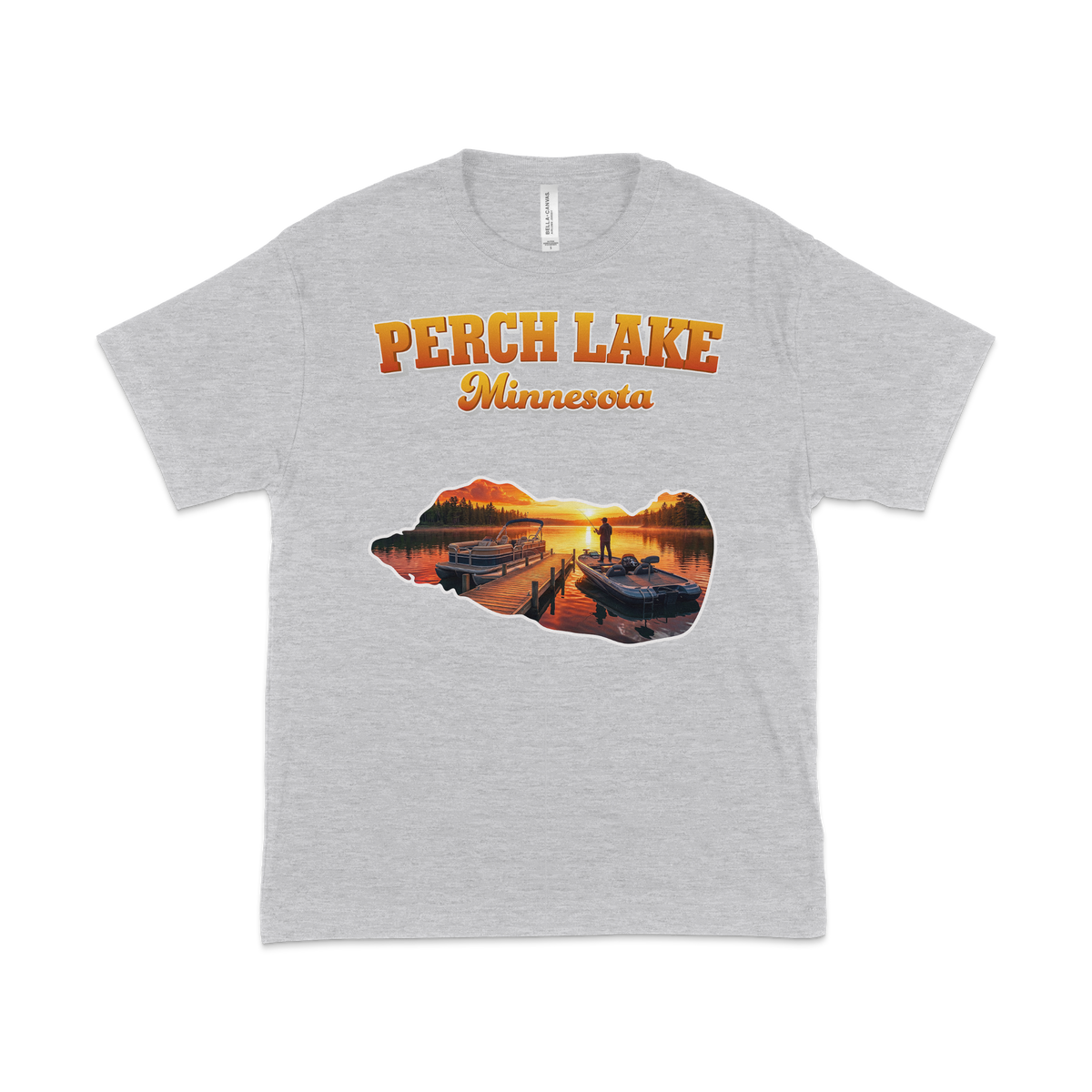 Perch Lake design on Heather Grey T-shirt