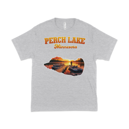 Perch Lake design on Heather Grey T-shirt