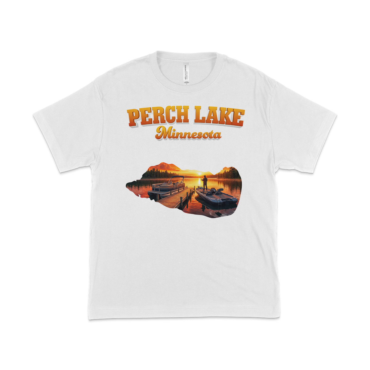 Perch Lake design on White T-shirt
