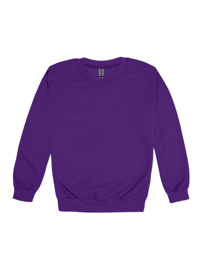 Custom adult Gildan crewneck sweatshirt in Purple
